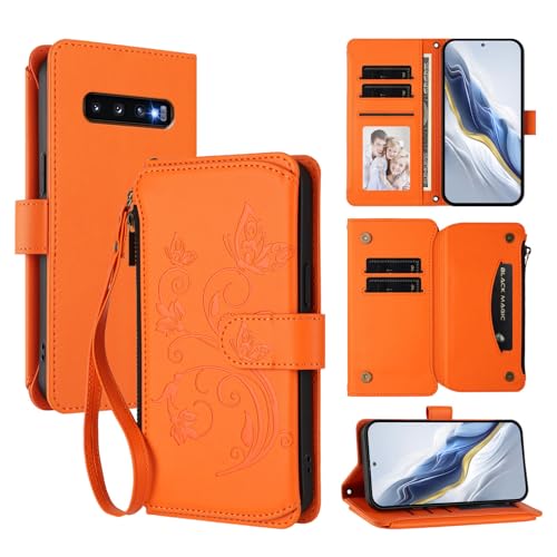 Cover Compatibile con Samsung Galaxy S10 4G G973Compatibile con S10 4G G973 Cordinoã€5 Portacarteã€ã€Portafoglio a cernieraã€ã€Chiusura magnetica〠Stand Flip Custodia Orange
