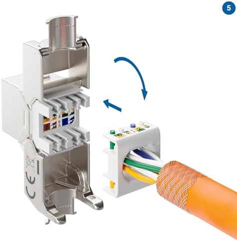 deleyCON 8x CAT 8 Moduł Keystone Jack Kabel Połączeniowy Kabel Sieciowy Optymalne dla CAT8 CAT7 CAT7a Kabel Instalacyjny Złącze Ekranowanie STP Gniazdo RJ45 Sieć Patch Panel Wspornik Keystone Przedłużenie