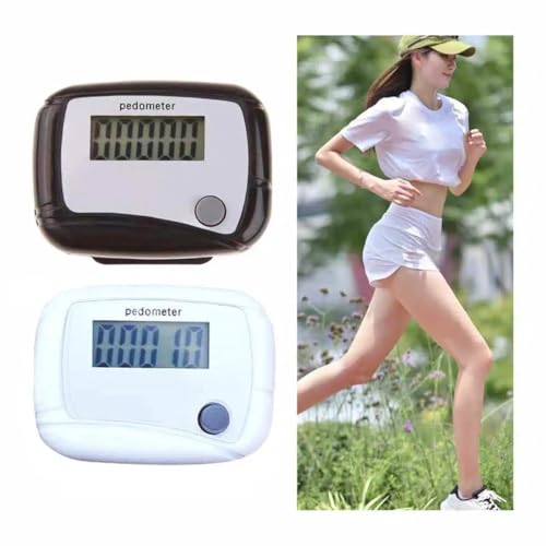 フリランス-ショプ 歩数計 【2個入り】 万歩計 クリップ付き 黒と白 デジタルLCD歩数計 歩数追跡 時計 小型 見やすい 携帯便利 防塵 防湿 運動 健康管理 エクササイズ ダイエット 高齢者向け 男女兼用