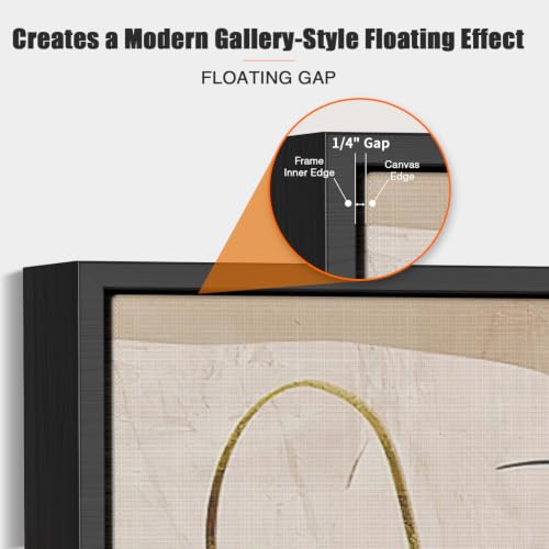 Texas Art 24x30 Canvas Floater Frame, 1.25" Deep Wood Grain Texture Floating Picture Frame for Gallery Wrapped Canvas, white Modern Wall Decor for Home & Office, Fathers Gifts by Texas Art - Image 8