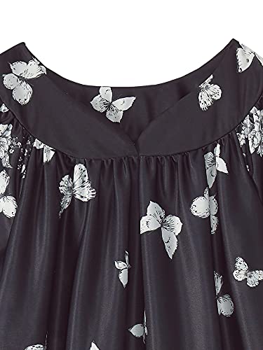 AmeriMark Women's and Women's Plus Border Design Patio House Lounge Dress - Loose Comfortable Short Sleeve Sun Dress Gown Sleepwear for Ladies, Black/White Border, 2X