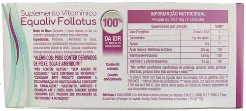 Kit 3 Follatus L- Metilfolato Equaliv 60 cápsulas