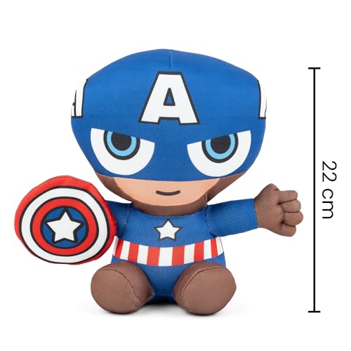 Image of Mirada Marvel Captain America Soft Plush Toy - 22cm | Official Licensed Superhero Stuffed for Kids, Boys & Girls | Super Cuddly Character Toy for Fans | Perfect for Birthday Gifts /Christmas /Diwali