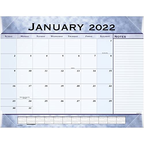 Calendrier de bureau 2022 sous-main mensuel planificateur de table 54 cm bleu