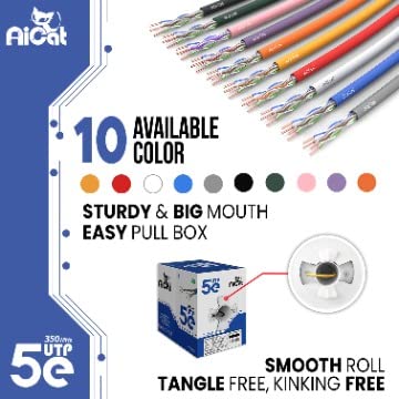 Cable Ethernet AiCat Cat5e 500ft CMR PoE++ UTP Cobre Sólido 24AWG miniatura 8