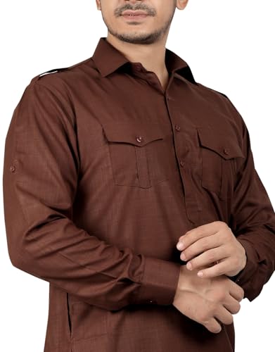 Image of K-ROYALS Men's Cotton Blend Pathani Kurta Pyjama Suit