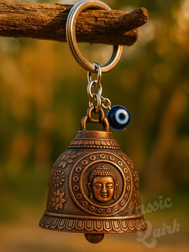 Image of Evil Eye Hooked Guardian Bell Keychain - Protective Lucky Charm Bell with Clip Hook for Bike, Car, Key & Bag | Spiritual Good Luck Talisman Gift