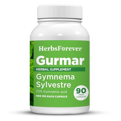 Herbsforever Gurmar Capsules | Gymnema Sylvestre Extract 7:1 | 90 Vegan Capsules | Ayurvedic Herbal Supplement | Supports Healthy Sugar Metabolism & Wellness