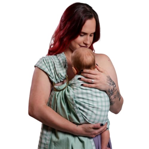 Her Birth Doula Baby Carrier| Durable And Comfortable Green Checkered Baby Sling Carrier thumb #1