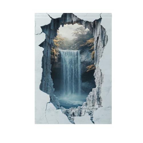voucong - Kleine 3D-Fahnen mit gebrochenem Marmorloch, Wasserfall, dekoratives Banner für den Außenbereich, 71,1 x 101,6 cm, doppelseitig