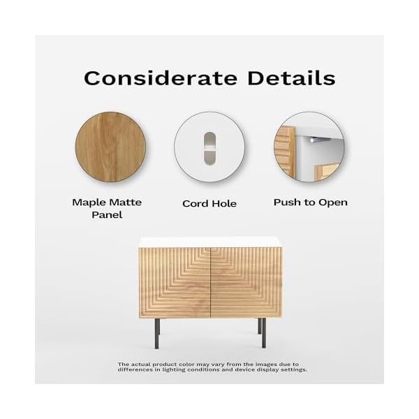 Roomfitters mid century buffet cabinet boho free standing accent cabinet with doors poplar wood print carved and geometric design media console for living room  urban country home decor