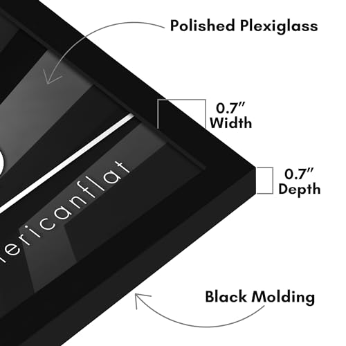 Americanflat 16x16 Picture Frame with Polished Plexiglass - Streamline Collection - Thin Border Square Frame for Wall Display - Hanging Hardware Included - Black