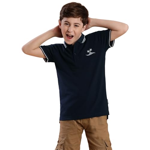 Image of Li'l Tomatoes Boys Pique Polo T-Shirt | Half Sleeve Casual Summer Wear | Soft & Breathable | 9-16 Years