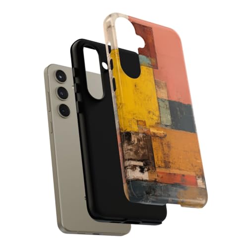 Coque Samsung S24 Plus orange géométrique abstraite rigide brillante