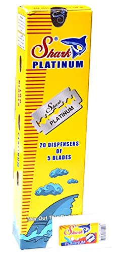 LORD Shark Platinum Lâminas de Barbear Double Edge, Pacote com 100