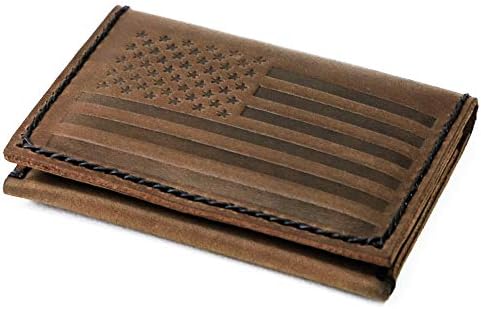 JooJoobs America Flag Card Wallets | Slim Men's Wallet Made from Genuine Cowhide Leather | Simple, Sleek and Vintage Design for Men | Gifts for Fathers, Husbands and Boys | Durable and Handmade