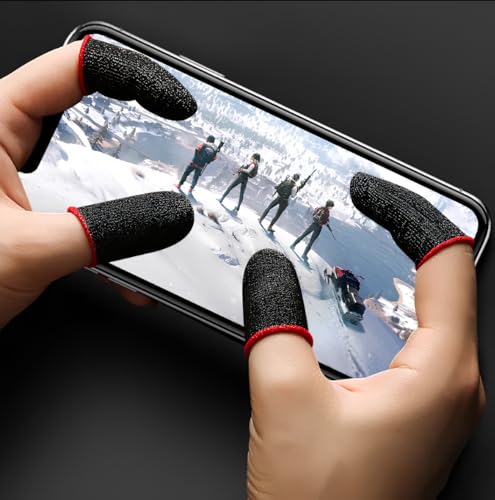 Image of skysia Gaming Finger Sleeves for Mobile Anti-Slip Sweat-Proof Touch Screen Thumb Sleeves with Pouch for PUBG and Other Mobile Games - Multi Colour (10 Pcs with 1Pouch)