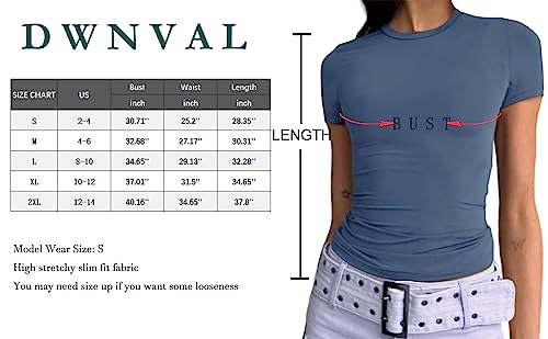 Dwnval Women Sexy Basic T Shirts Tops Summer Short Sleeve Crewneck Slim Fit Cute Crop Top Blouses(Mint Green, S) #TOP3