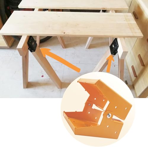 Set of 2 Steel Sawhorse Brackets Saw Steel Support Bracke for Use with 2x4 Lumber, Construction Tools for Carpenter, Contractors , Capacity, Heavy Duty Brackets,( Yellow) - Thumbnail 5