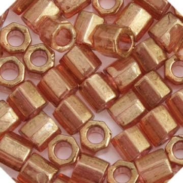 Miyuki Delica 8/0 Cut 5.2gms Japanese Seed Beads - Light Topaz Transparent Gold Luster
