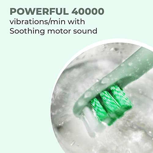 Image of beatXP Vibe Electric Toothbrush for Adults with 4X Plaque Removal|Rechargeable Electric Toothbrush with 2 Brush Heads & 5 Cleaning Modes|40000 strokes /min with Long Battery Life Green