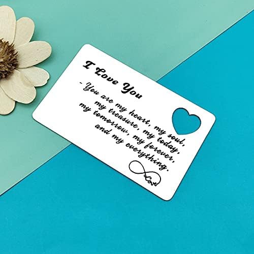 Metal Wallet Card Gift for Husband Boyfriend Anniversary Card Gifts Birthday Wedding Deployment Gifts Cards for Couples Engraved Wallet Love Note Christmas Engagement Valentines Day Gift for Him Her