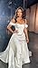 Plus Size Wedding Dresses for Women Off Shoulder Pleats Satin Strapless Bridal Gown Detachable Train Long Beach Mermaid Bride Dress Lace Up Back Style3 Ivory US18W