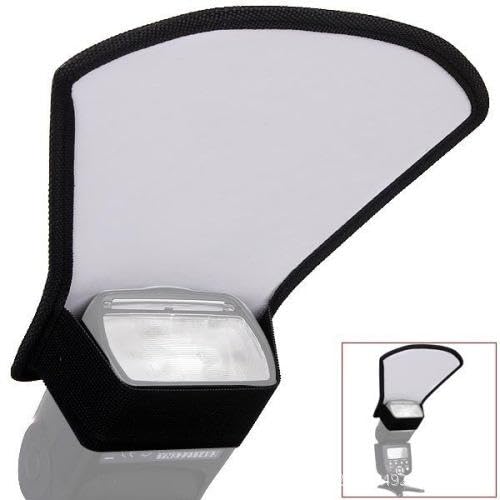 REFLEX CAMERA 2-in-1 Fan-Shaped Flash Diffuser Reflector Silver/White | Portable Lighting Modifier for DSLR Speedlites | Softens Harsh Flash | Studio & Outdoor Photography Tool