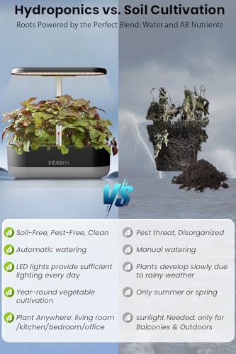 Image of inbloom 12 Pods Hydroponics Growing System Kit, Herb Garden Planter Indoor Kit, Indoor Gardening Hydroponics Growing System with Pods, 4.2L Water Pump, Height Adjustable, Gifts for Woman, Black