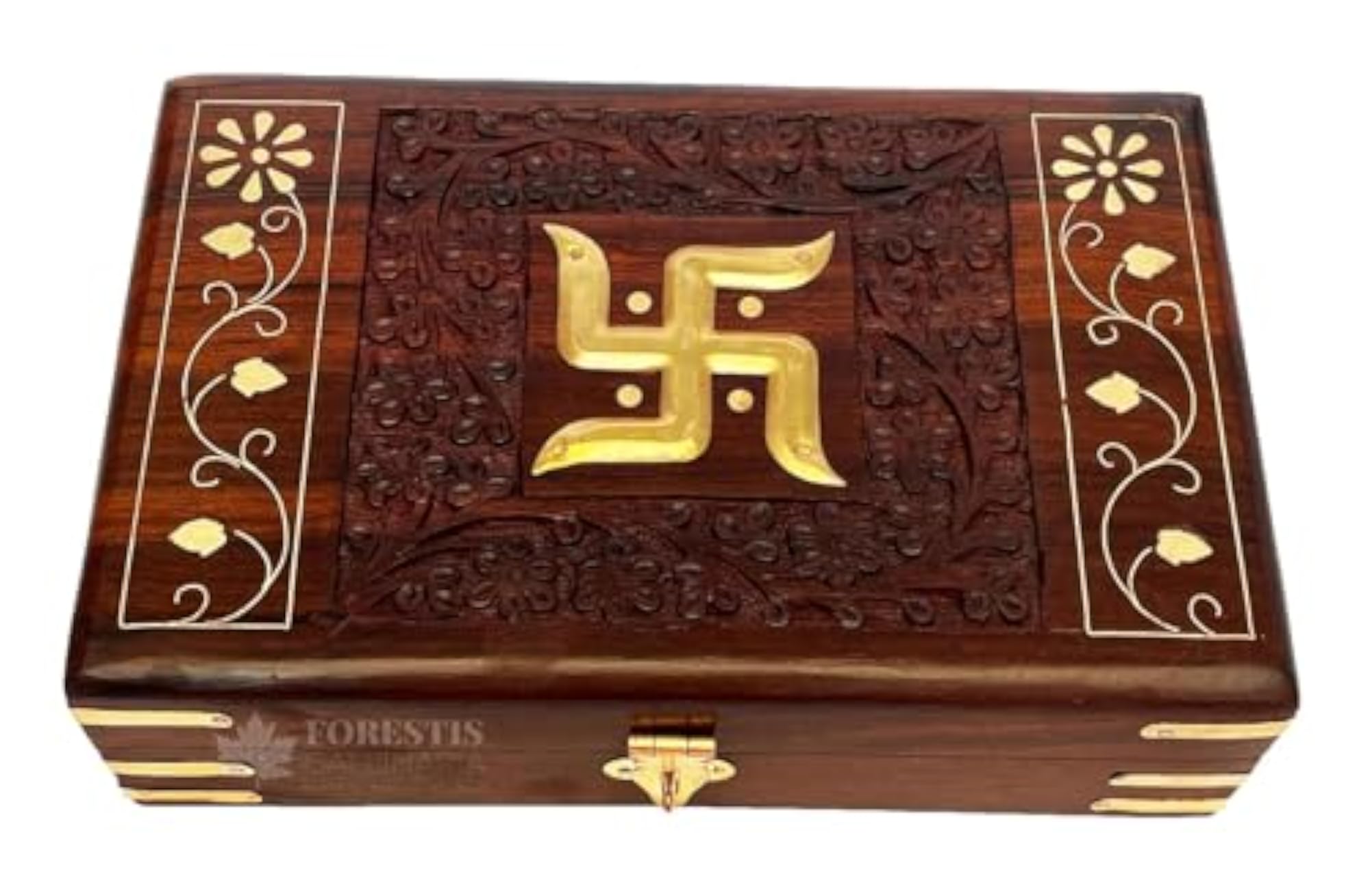 Brass-Filled Wooden OM Box for Good Luck