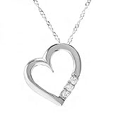 Dazzlingrock Collection 0.15 Carat (ctw) 10K 3 Stone White Diamond Heart Pendant (Silver Chain Included), White Gold