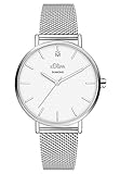 Gut ablesbares Zifferblatt s.Oliver Damen Analog Quarz Uhr mit Edelstahl Armband SO-3958-MQ
