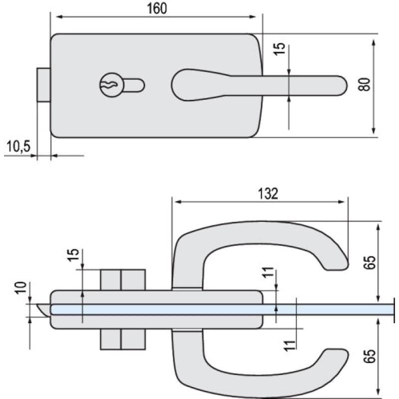 Serrures de miroiterie à cylindre à béquille double Lagune 4300 finition chromé brillant