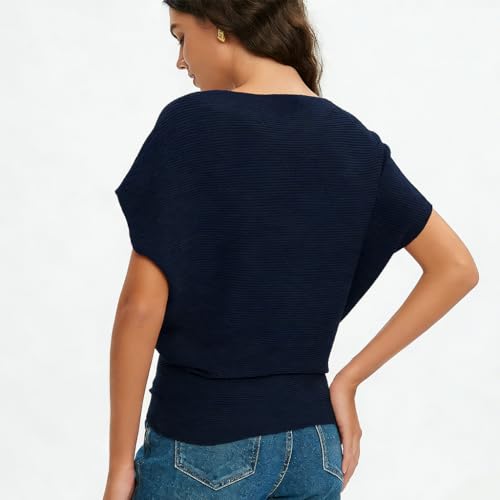 Image of EDSTAR Women Dolman Batwing Sleeves Knitted Sweaters Winter Boat Neck Pullovers Tops