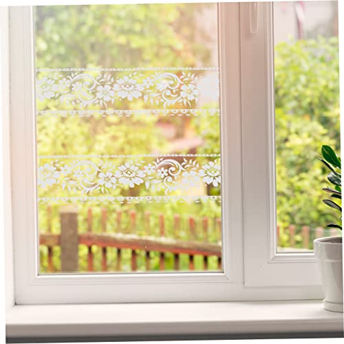 SEWOART 2 rolos de adesivo de padrão de vidro papel de parede branco decalques de flores adesivos de