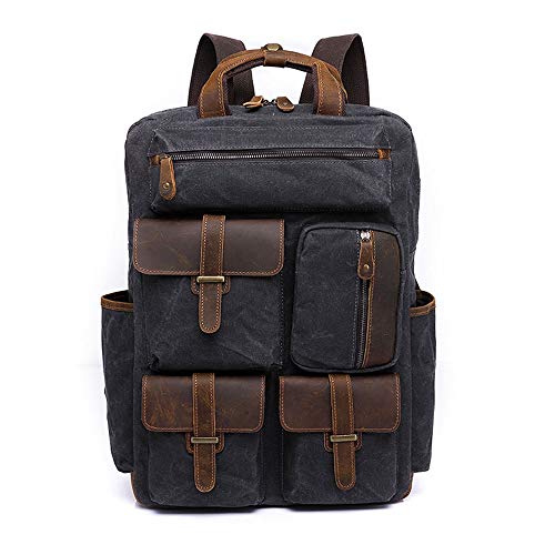 Retro Herren Tasche Canvas Rucksack 14 Zoll Laptop Tasche Outdoor Reisetasche Wasserdicht Weibliche Tasche Tragbar Große Kapazität 32 x 13 x