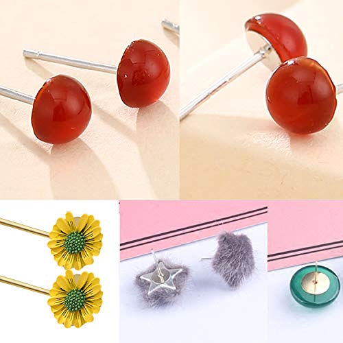 Hypoallergenic Earring Findings,400Pcs Stainless Steel Earrings Posts Flat Pad With 400Pcs Butterfly Earring Backs For Earring Making,4 Colors #TOP6