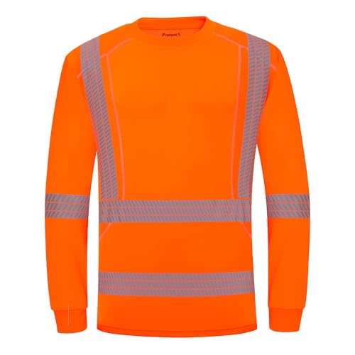 ProtectX Hi Vis Long Sleeve Reflective Safety Shirts Men 1 Pack Orange L