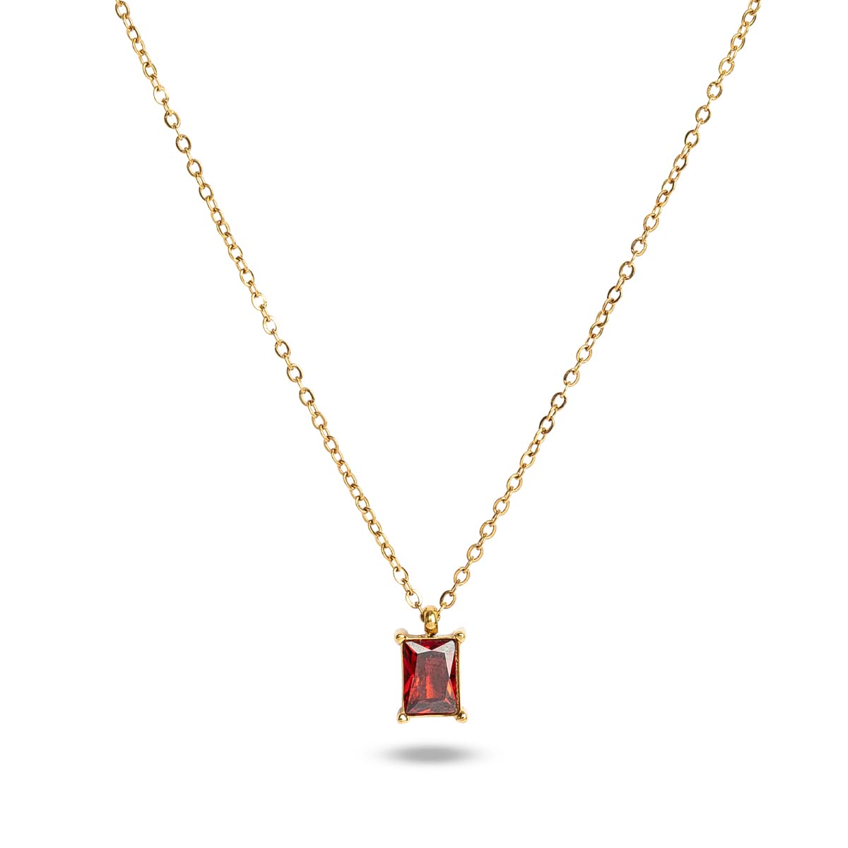 palmonas Ruby Red Stone Necklace for Women - Gold Plated Necklace Chain, Waterproof & Anti Tarnish Jewellery | Gift For Women & Girls-picture-35