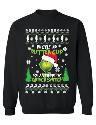 ALLNTRENDS Buckle Up Butter Cup You Just Flipped My Switch Ugly Christmas Sweatshirt