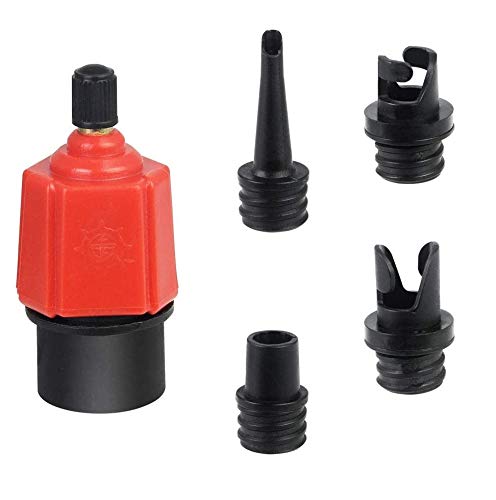 BUZIFUAir Pump Valve Multifunction Inflatable Schrader Valve Adapter SUP Pump Adaptor Air Valve Converter with 4 Standard Conventional Air Valve Nozzles for Inflatable Boat Bed Stand Up Paddle Board