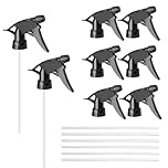 Xinghonyac 8 Pcs Trigger Sprayer Replacement Nozzles, Plastic Spray Bottle Nozzle, Adjustable Water Bottle Spray Trigger for Standard 28/400 Neck Bottle (Black)