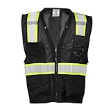 ML Kishigo Men's Enhanced Visibility Multi-Pocket Mesh Vest — Black, Large/XL, Model# B100-L-XL