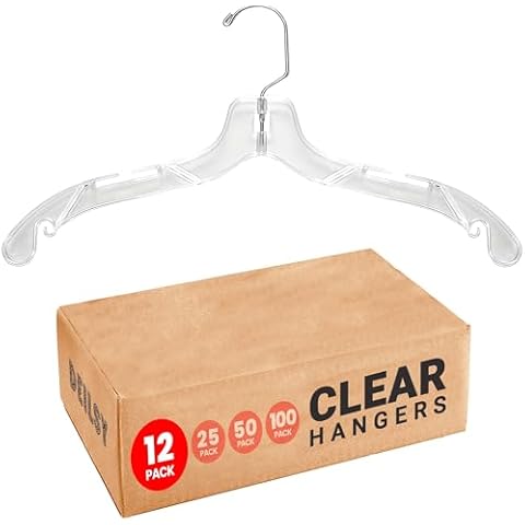 DEILSY™ Clear Plastic Hangers 12 Pack Durable Clothes Hangers for Wardrobe Organization, Essential Plastic Hangers for Garments, Versatile Coat Hangers for Home and Retail Use Cover