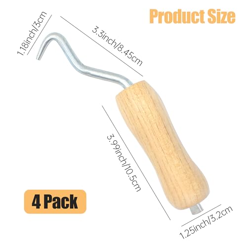 GEARLINTON Rebar Twister with Wooden Handle Concrete Iron Wire Tie Twister Tool Hand Steel Tie Tool for Fence Twisting, 4 Pack - Thumbnail 2