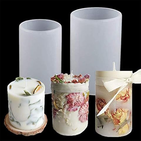 GTian 2 Sizes Cylinder Candle Molds Silicone Mold for Candle Making, Pillar Candles Resin Mould Epoxy Resin Casting Molds DIY Aromatherapy Candles, Wax, Soaps, Polymer Clay Cover