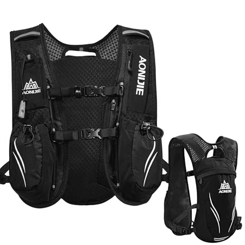 Ultralight 5L Laufwestefür Damen Herren,Funktionell Laufweste Damen mit 1.5L Trinkblase,Atmungsaktiv Verstellbar Trinkweste Laufen (Black)