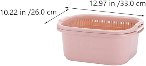 Miniatura 5 de Hemoton Colador de verduras mixtas de doble capa para fregaderos de frutas, colador de cocina, cesta de lavado de ensalada, cuenco de remojo para