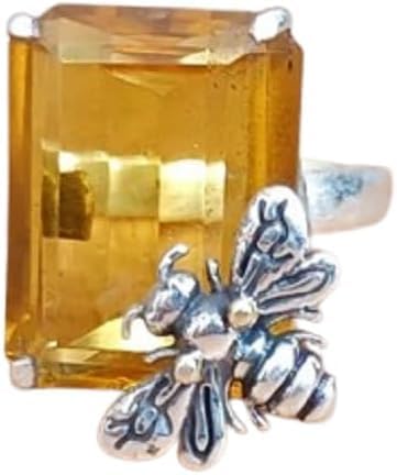 Citrine Ring, HoneyBee Ring, 925 Sterling Silver Ring, Beautiful Ring, Handmade Ring, Wedding Ring, Women Ring, Bee Band Ring, Gift Item, Minimalist citrine ring
