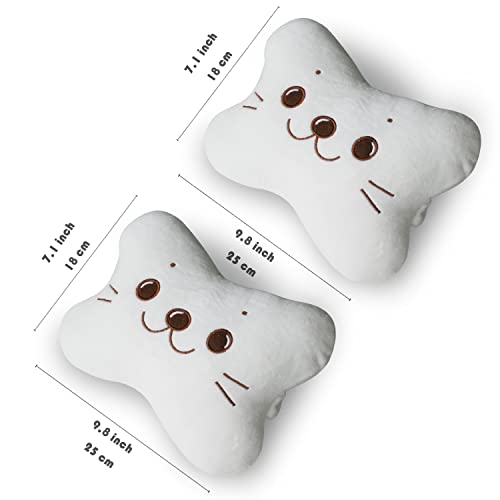 Image of Sexysamba Car Headrest Pillow,Cartoon Neck Pillow for Car,Comfortable Soft Car Seat Pillow for Driving,Head Rest Cushion,Cute Neck Pillow for Travelling and Home 2Pcs (White)